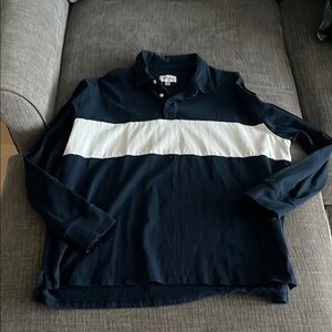 Goodfellow & Co Casual Navy and White Quarter Long Sleeve Shirt